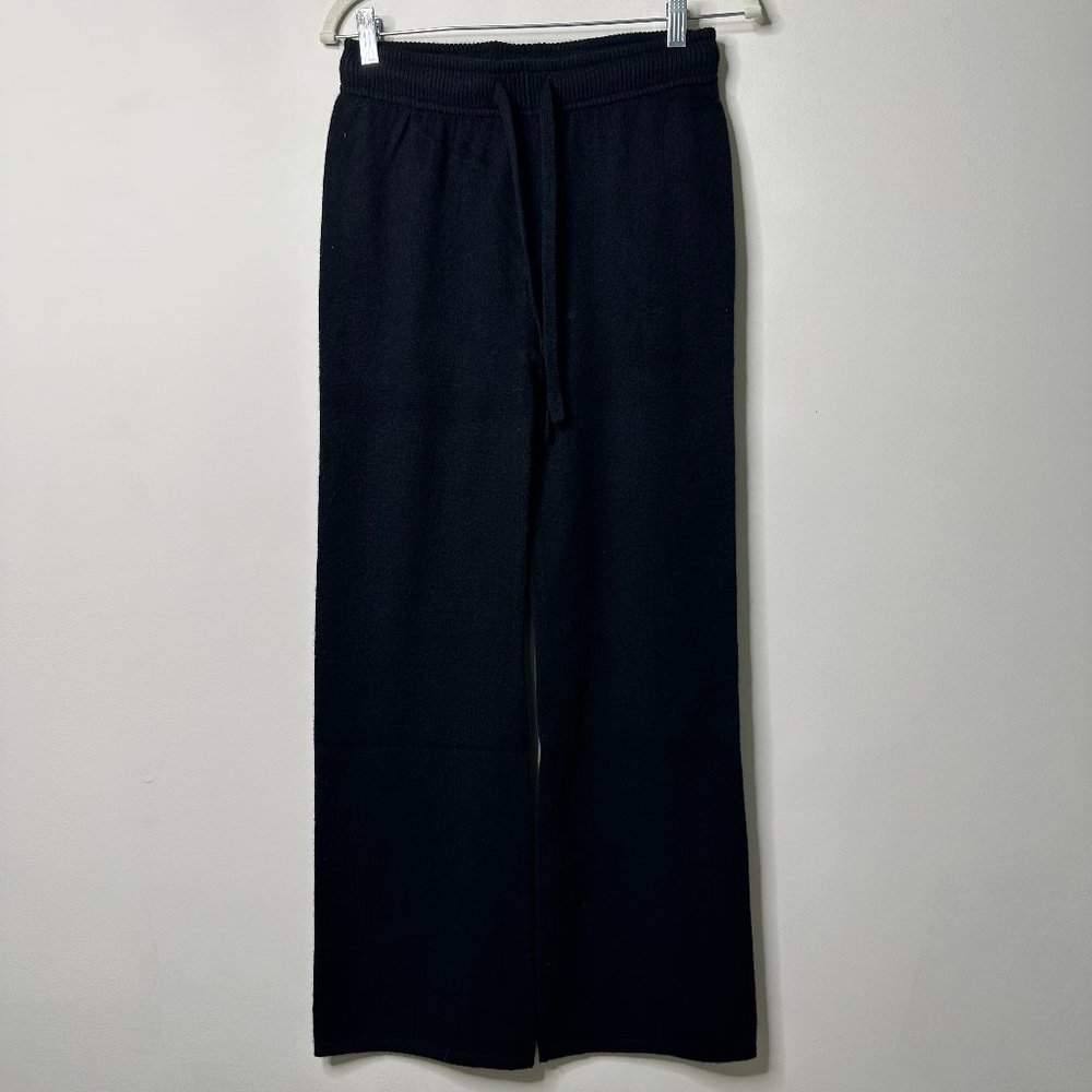 MONROW Black Cashmere Blend Wide Leg Sweatpants Small NEW - Picture 1 of 4